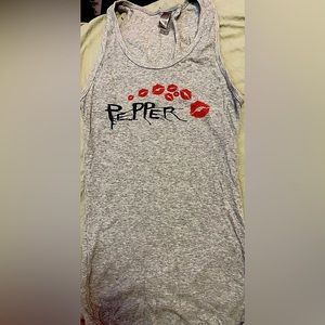 Gray- Next Level- Small Pepper with red lips Tank